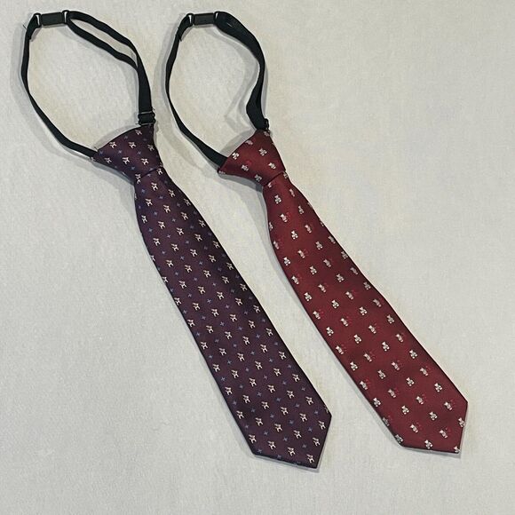 ~Boys Christmas Ties (2) Bears/Reindeer, Red/Purple Age 3-7, adjustable stretch! - Picture 6 of 7